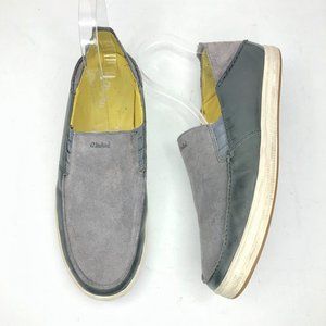 OluKai Gray Slip-On Loafers with Suede Finish